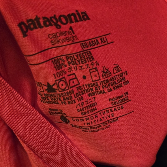 Patagonia Red Long Sleeve Layering Shirt SzL - Picture 9 of 9